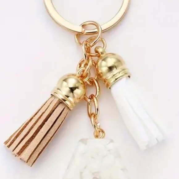 NEW! Resin Letter "A" Initial Keychain Purse Charm w/ Double Tassels ~ 🎒, Bag - Picture 4 of 4